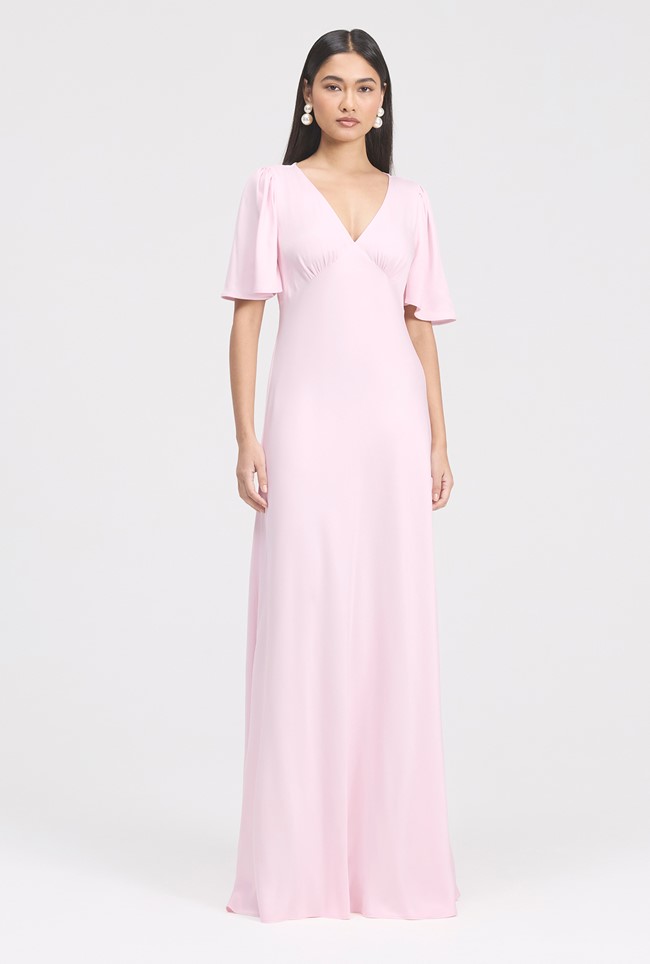 Arabella Angel Sleeve Satin Maxi Dress