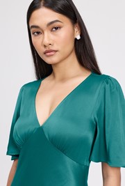 Arabella Angel Sleeve Satin Maxi Dress