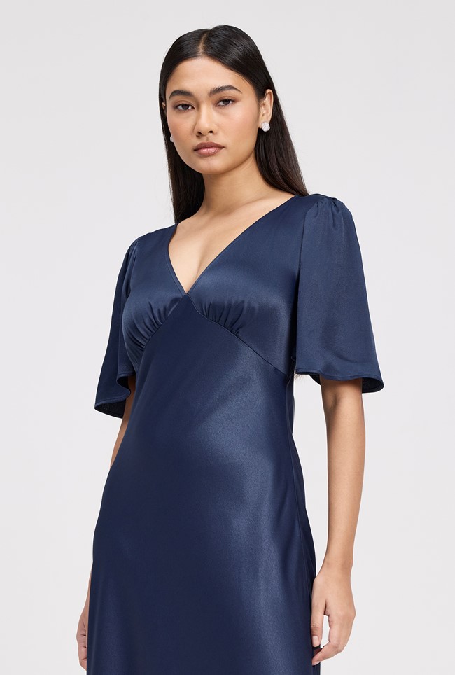 Arabella Angel Sleeve Satin Maxi Dress