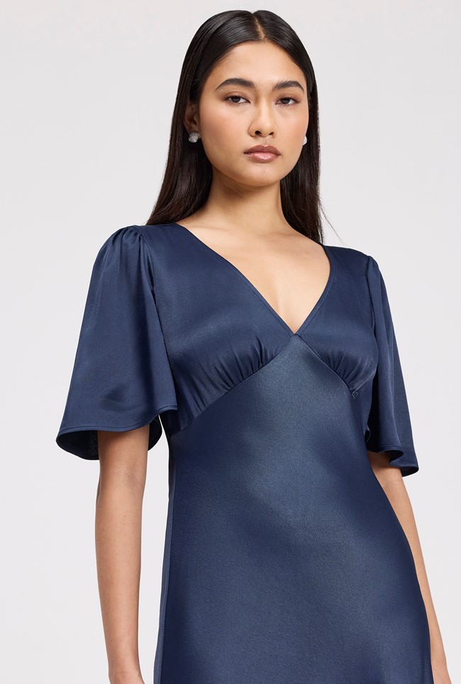 Arabella Angel Sleeve Satin Maxi Dress