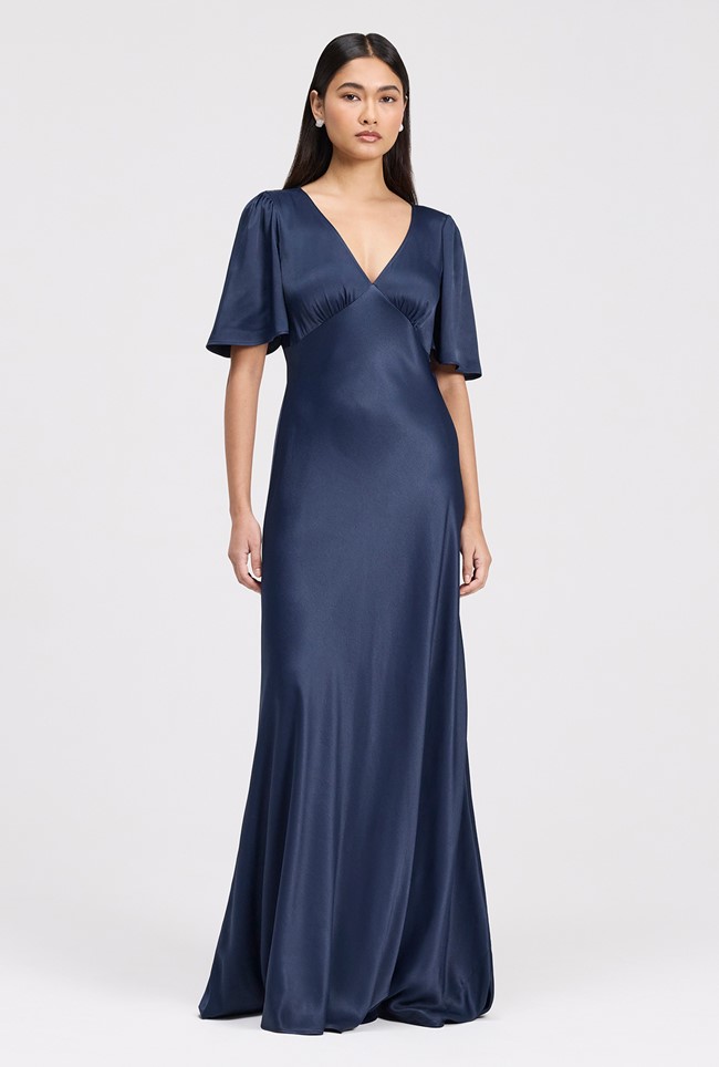 Arabella Angel Sleeve Satin Maxi Dress