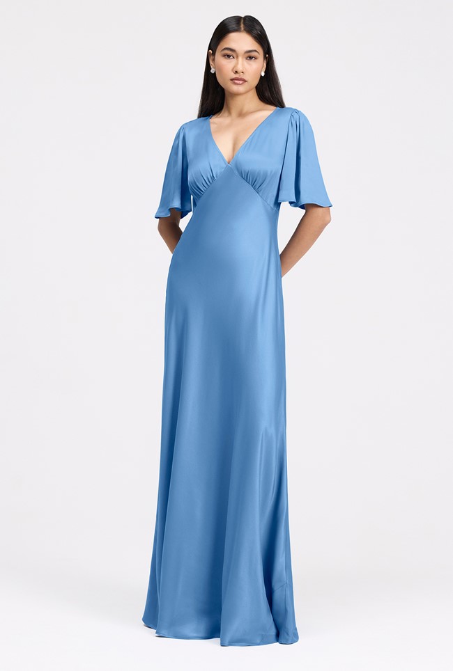 Arabella Angel Sleeve Satin Maxi Dress