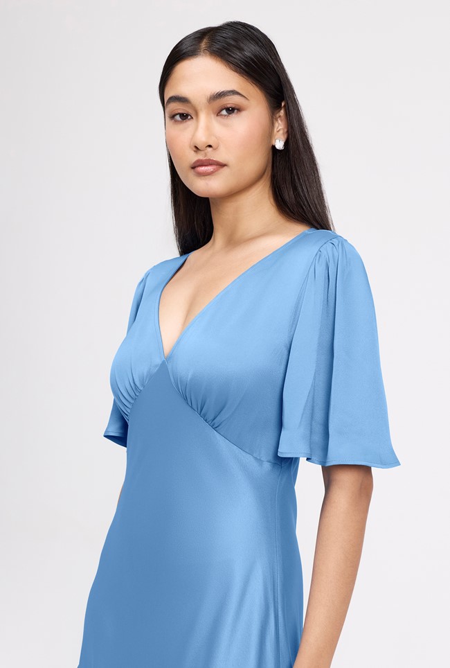 Arabella Angel Sleeve Satin Maxi Dress