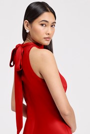 Angelica High Neck Satin Maxi Dress