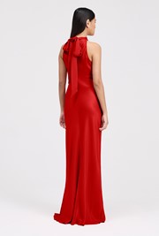 Angelica High Neck Satin Maxi Dress
