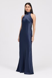 Angelica High Neck Satin Maxi Dress