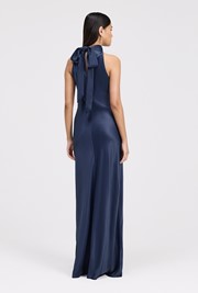 Angelica High Neck Satin Maxi Dress