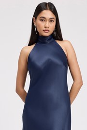 Angelica High Neck Satin Maxi Dress
