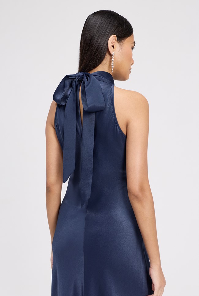 Angelica High Neck Satin Maxi Dress