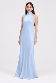 Angelica High Neck Satin Maxi Dress