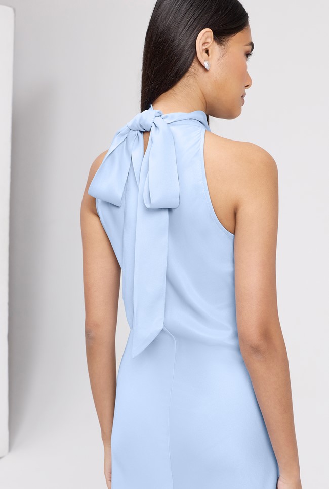 Angelica High Neck Satin Maxi Dress