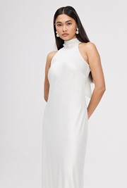Angelica High Neck Satin Maxi Dress