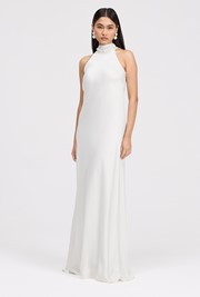 Angelica High Neck Satin Maxi Dress