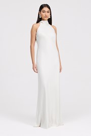 Angelica High Neck Satin Maxi Dress