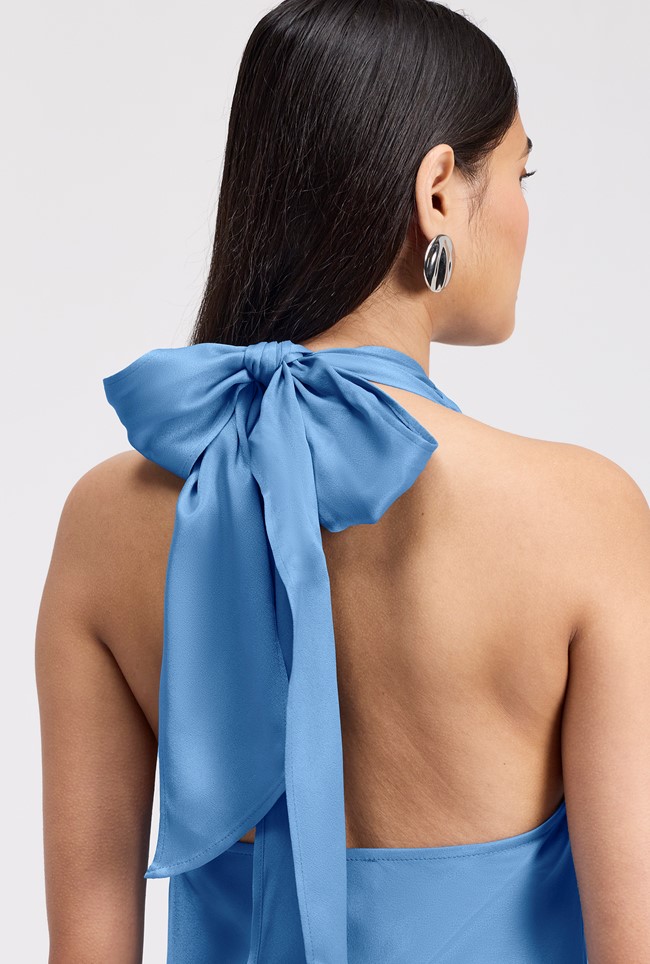 Elara Cowl Front Satin Maxi Dress