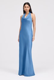 Elara Cowl Front Satin Maxi Dress