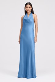 Elara Cowl Front Satin Maxi Dress