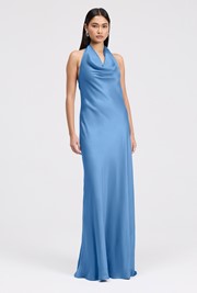 Elara Cowl Front Satin Maxi Dress