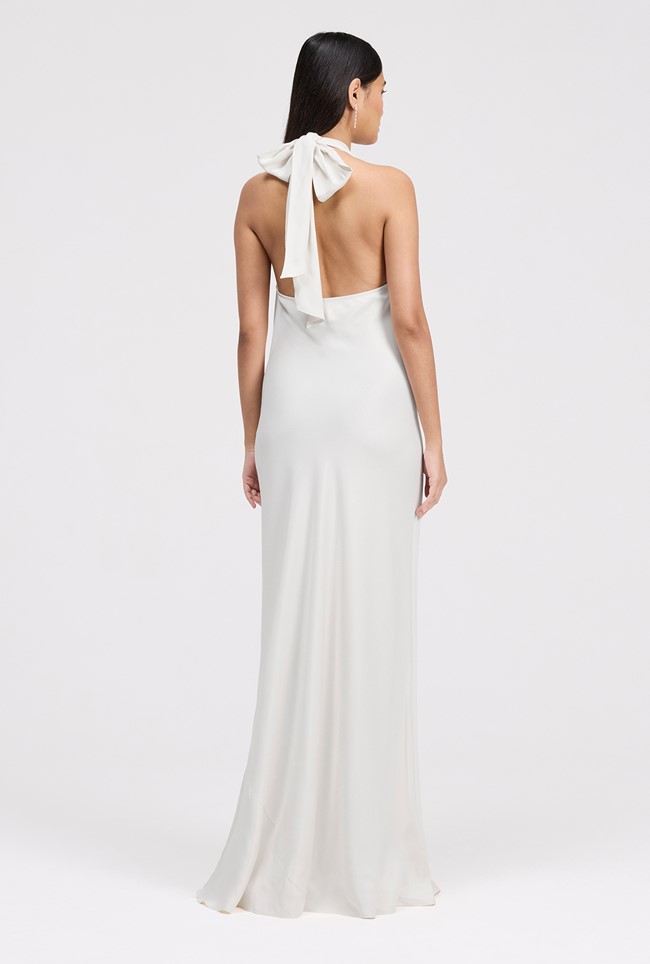 Elara Cowl Front Satin Maxi Dress