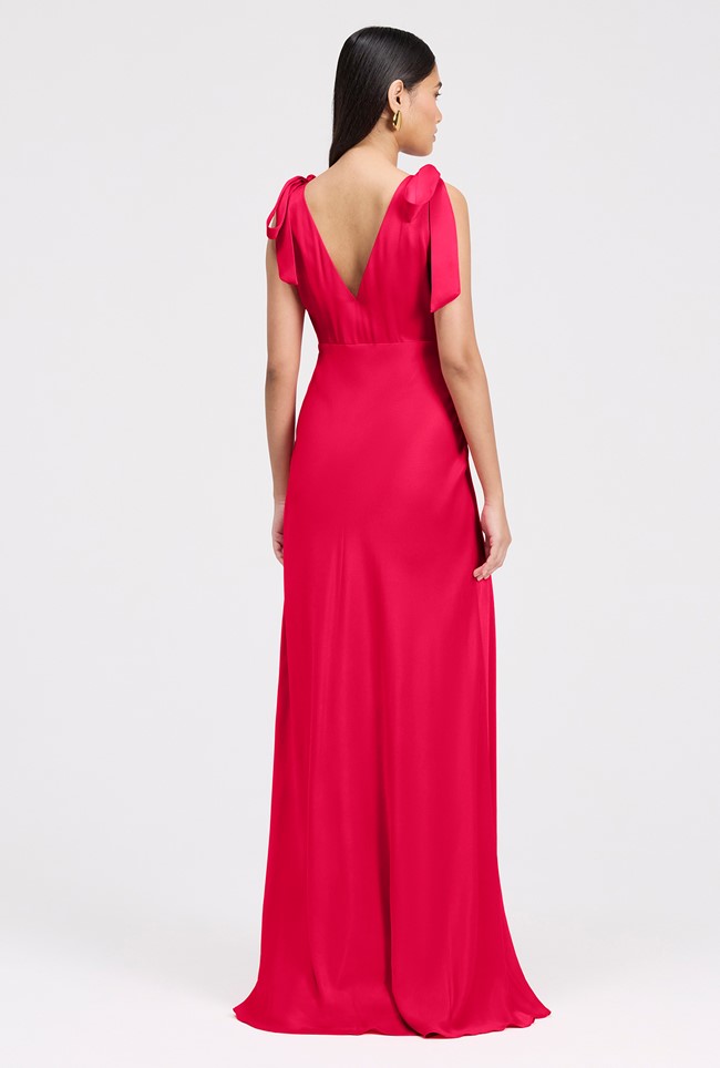 Nora Tie Shoulder Satin Maxi Dress