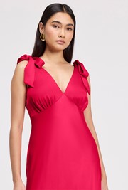 Nora Tie Shoulder Satin Maxi Dress