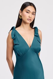 Nora Tie Shoulder Satin Maxi Dress