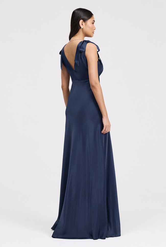 Nora Tie Shoulder Satin Maxi Dress