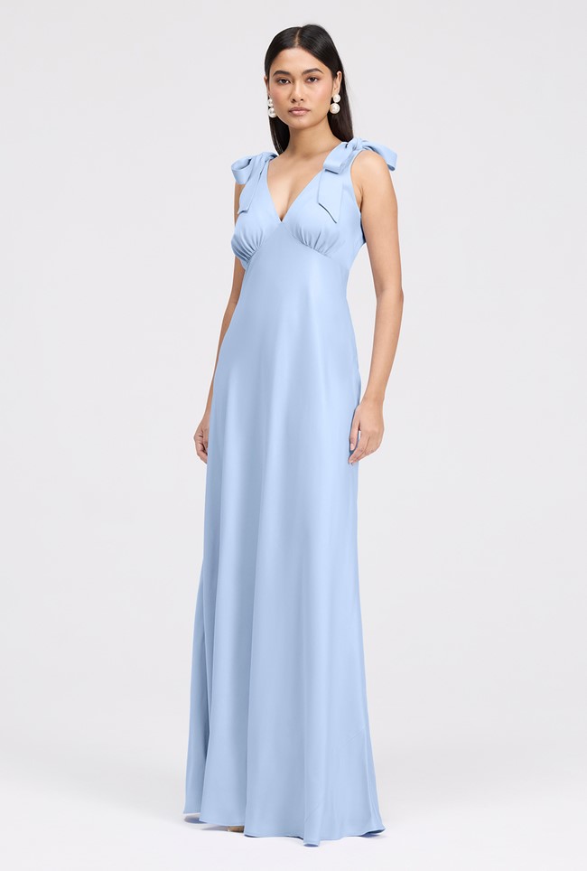 Nora Tie Shoulder Satin Maxi Dress
