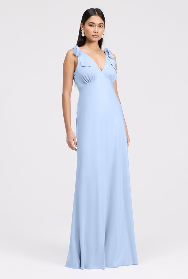 Nora Tie Shoulder Satin Maxi Dress
