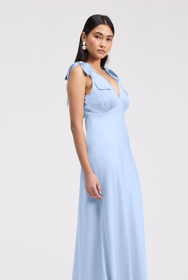 Nora Tie Shoulder Satin Maxi Dress