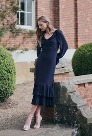 Melina Crepe Ruffle Hem Midi Dress