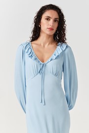 Melina Crepe Ruffle Hem Midi Dress