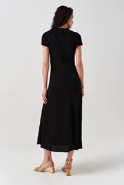 Kimmy Frill Neck Crepe Midi Dress