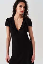 Kimmy Frill Neck Crepe Midi Dress