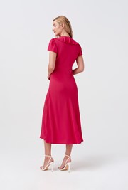 Kimmy Frill Neck Crepe Midi Dress