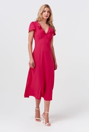 Kimmy Frill Neck Crepe Midi Dress