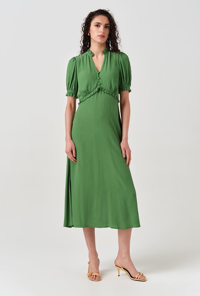 Jolene V-Neck Crepe Midi Dress