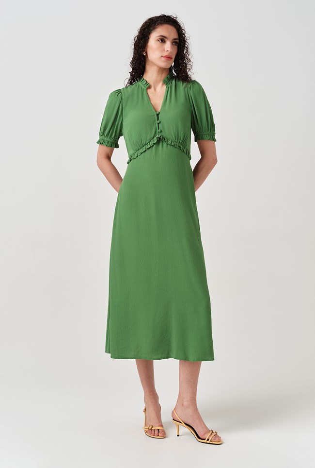 Jolene V-Neck Crepe Midi Dress