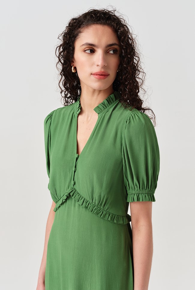 Jolene V-Neck Crepe Midi Dress