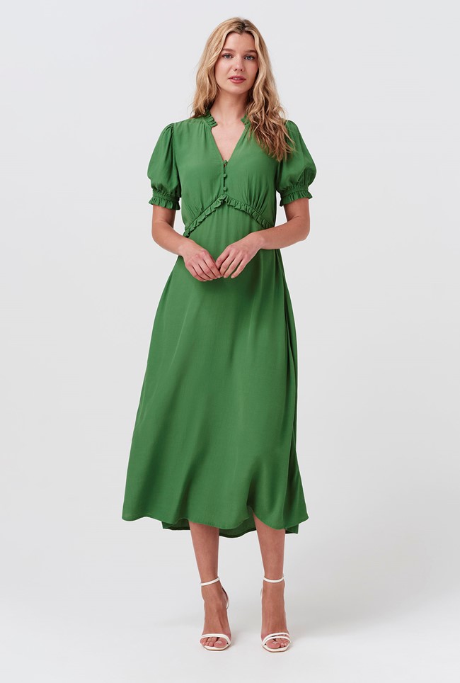 Jolene V-Neck Crepe Midi Dress