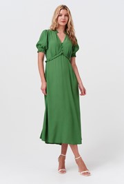 Jolene V-Neck Crepe Midi Dress