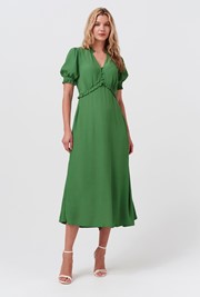 Jolene V-Neck Crepe Midi Dress