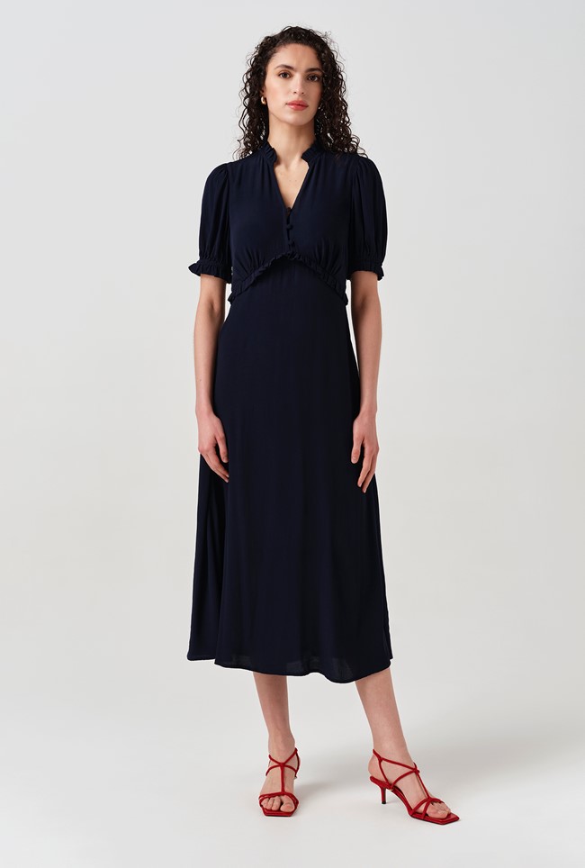 Jolene V-Neck Crepe Midi Dress
