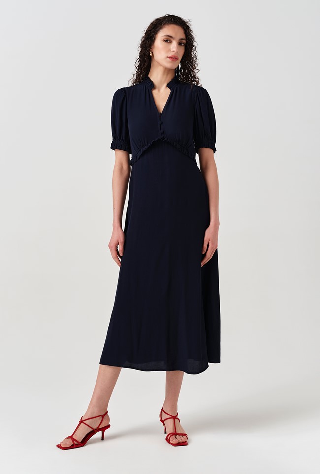 Jolene V-Neck Crepe Midi Dress