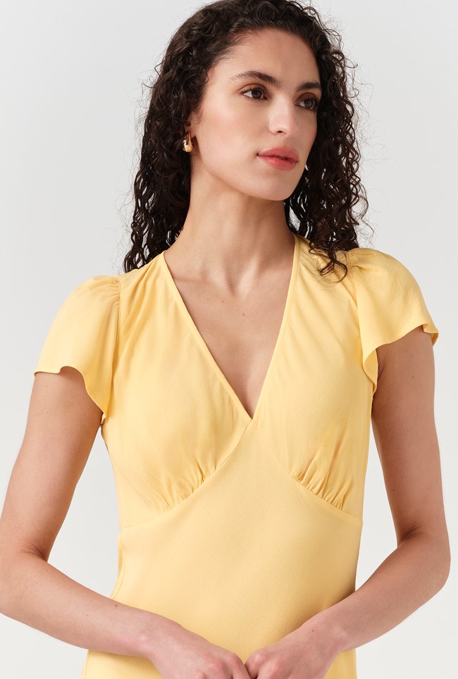 Corinne Frill Crepe Dress