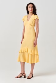 Corinne Frill Crepe Dress
