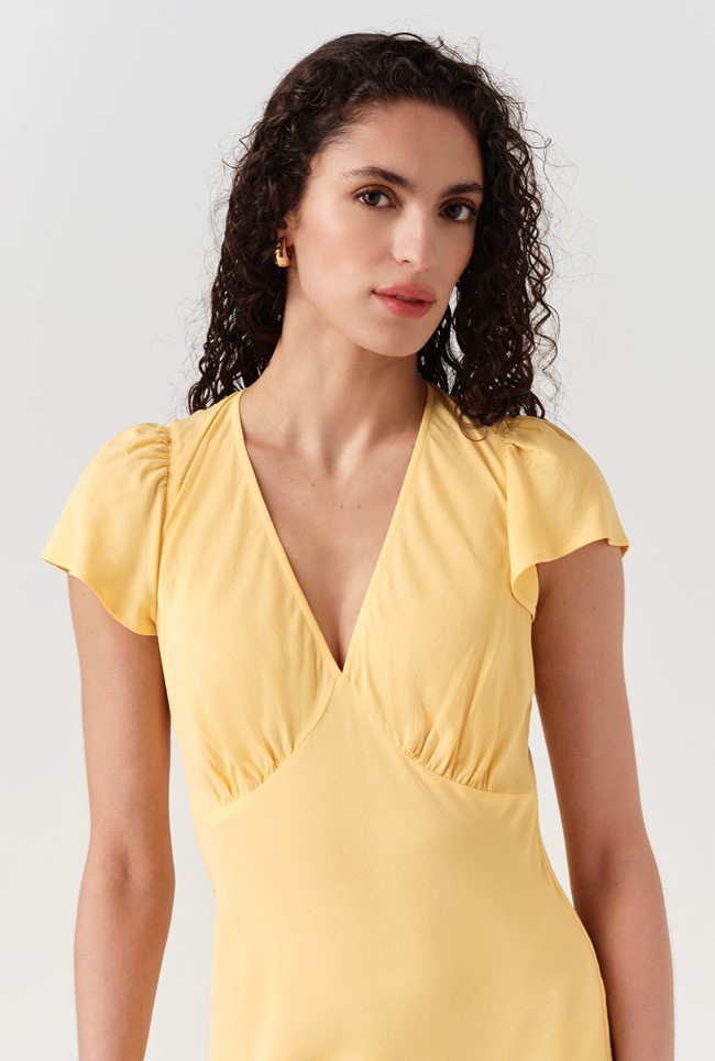 Corinne Frill Crepe Dress