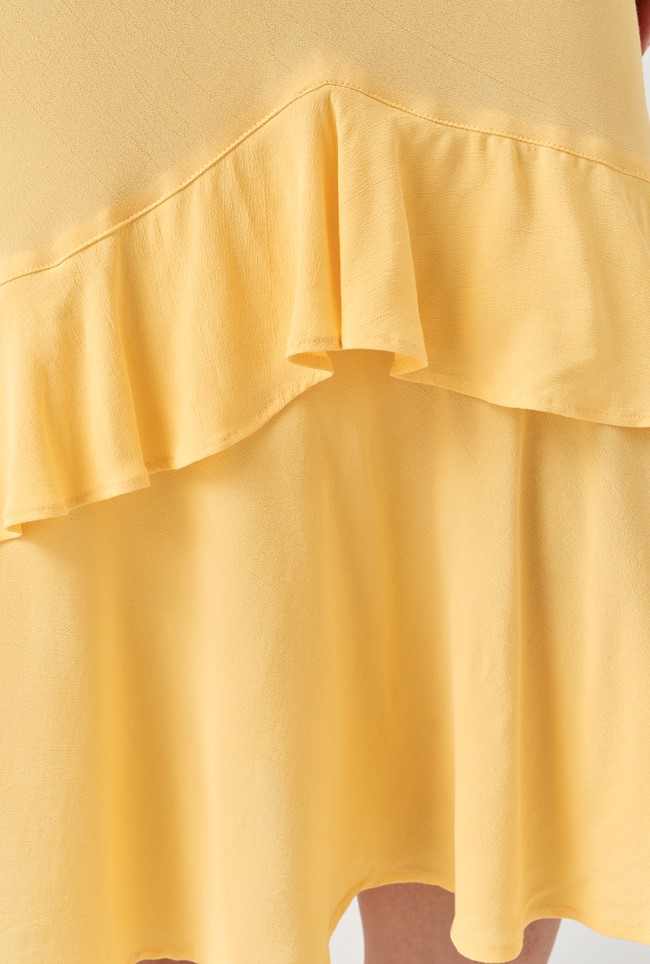 Corinne Frill Crepe Dress