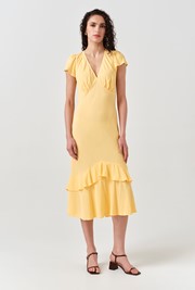 Corinne Frill Crepe Dress