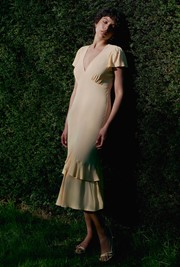 Corinne Frill Crepe Dress
